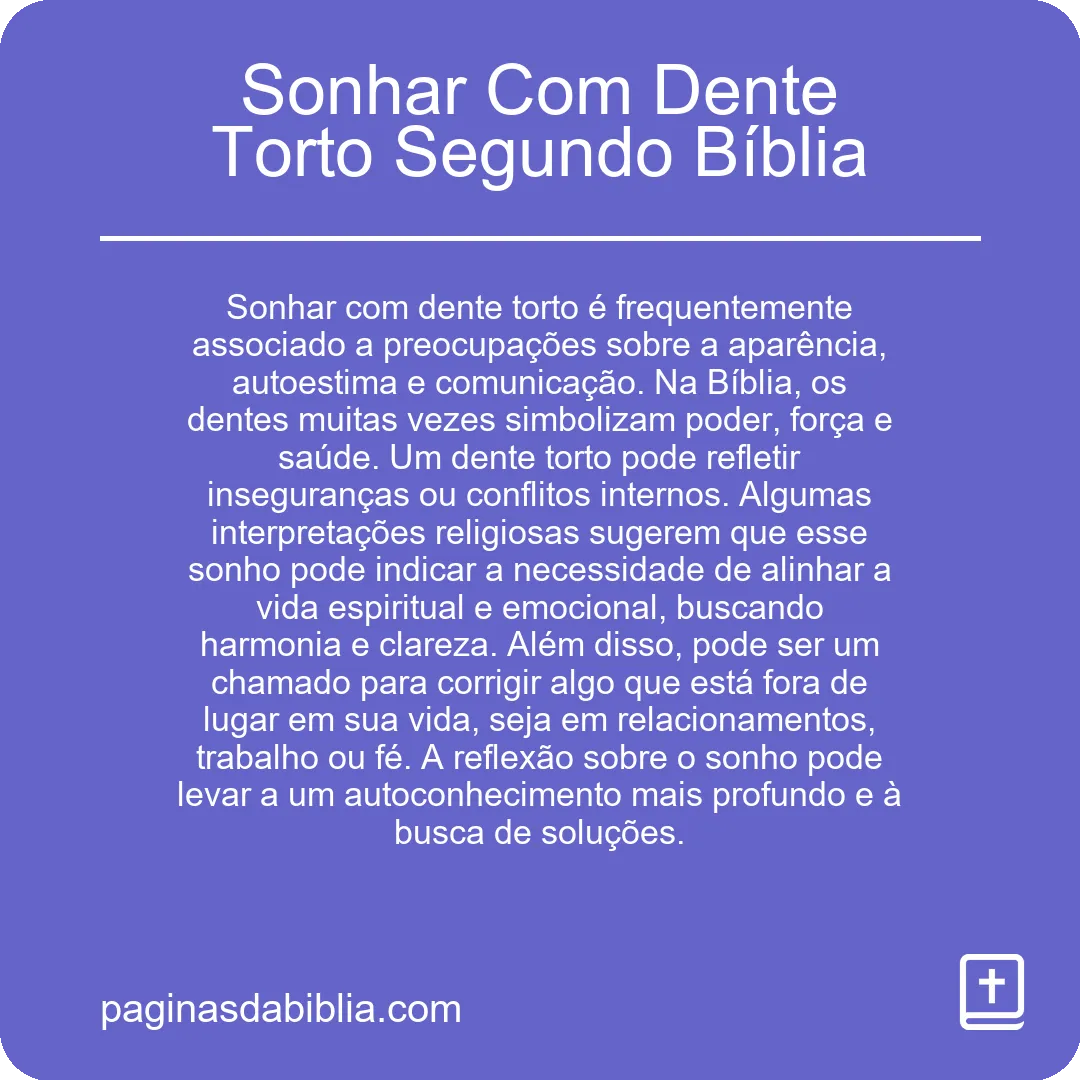 Sonhar Com Dente Torto Segundo Bíblia