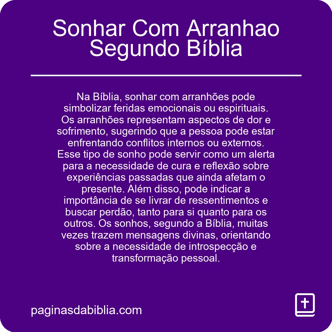 Sonhar Com Arranhao Segundo Bíblia