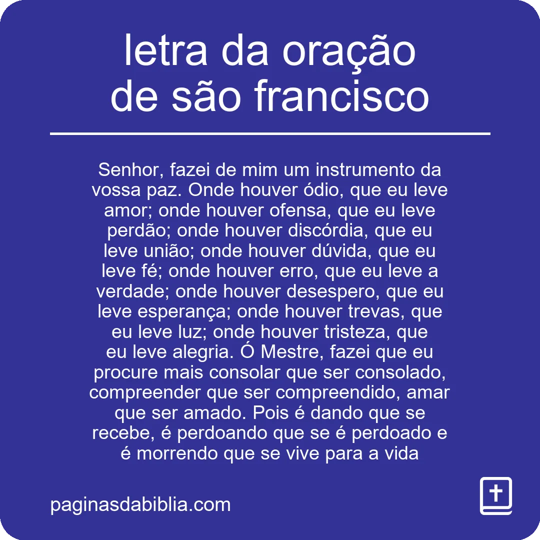 letra da oração de são francisco