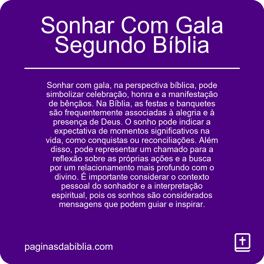 Sonhar Com Gala Segundo Bíblia