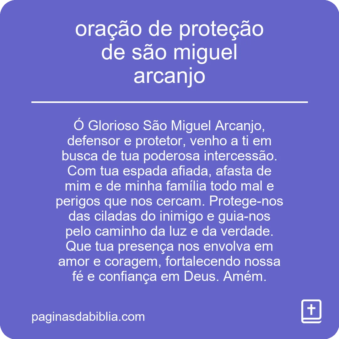 oração de proteção de são miguel arcanjo