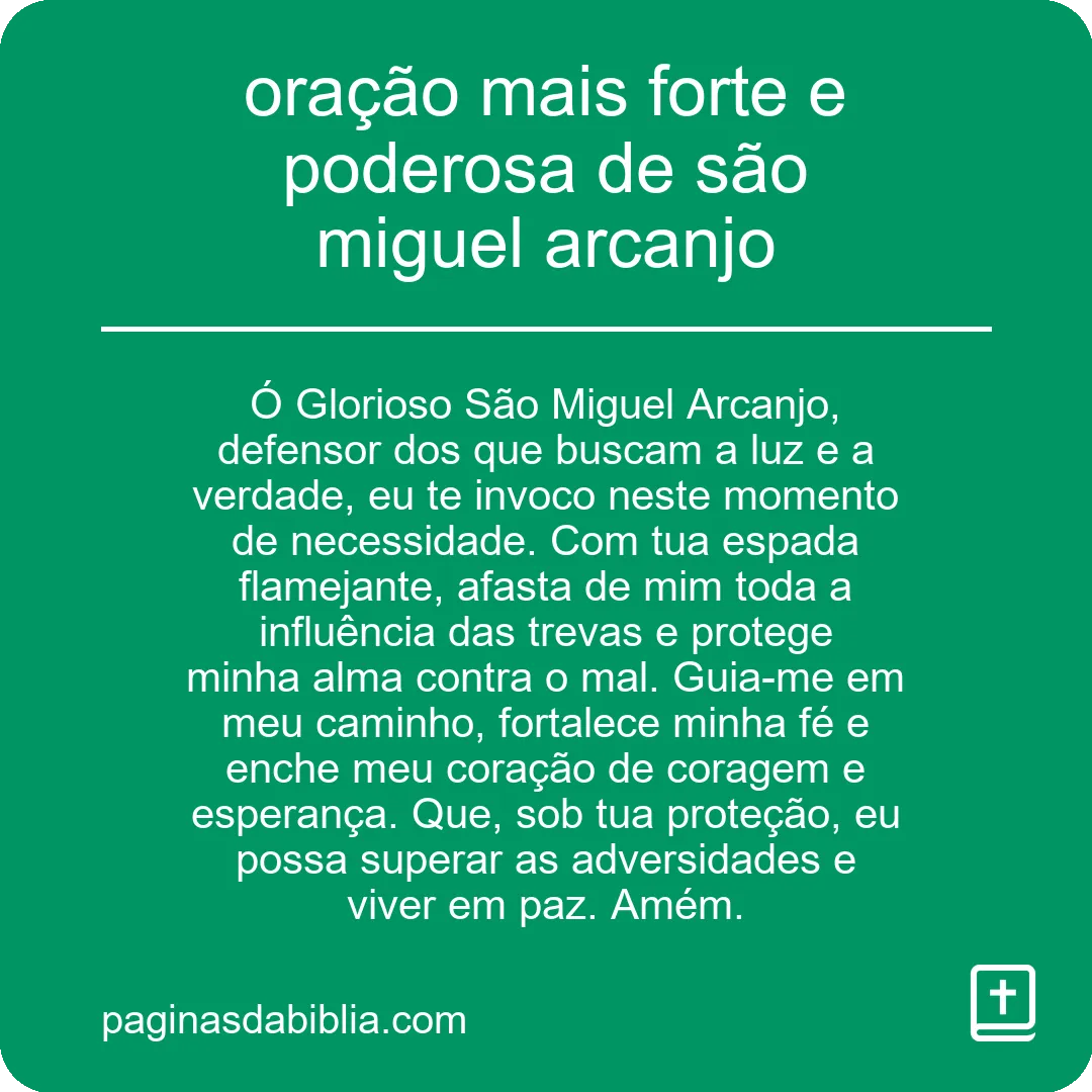 oração mais forte e poderosa de são miguel arcanjo