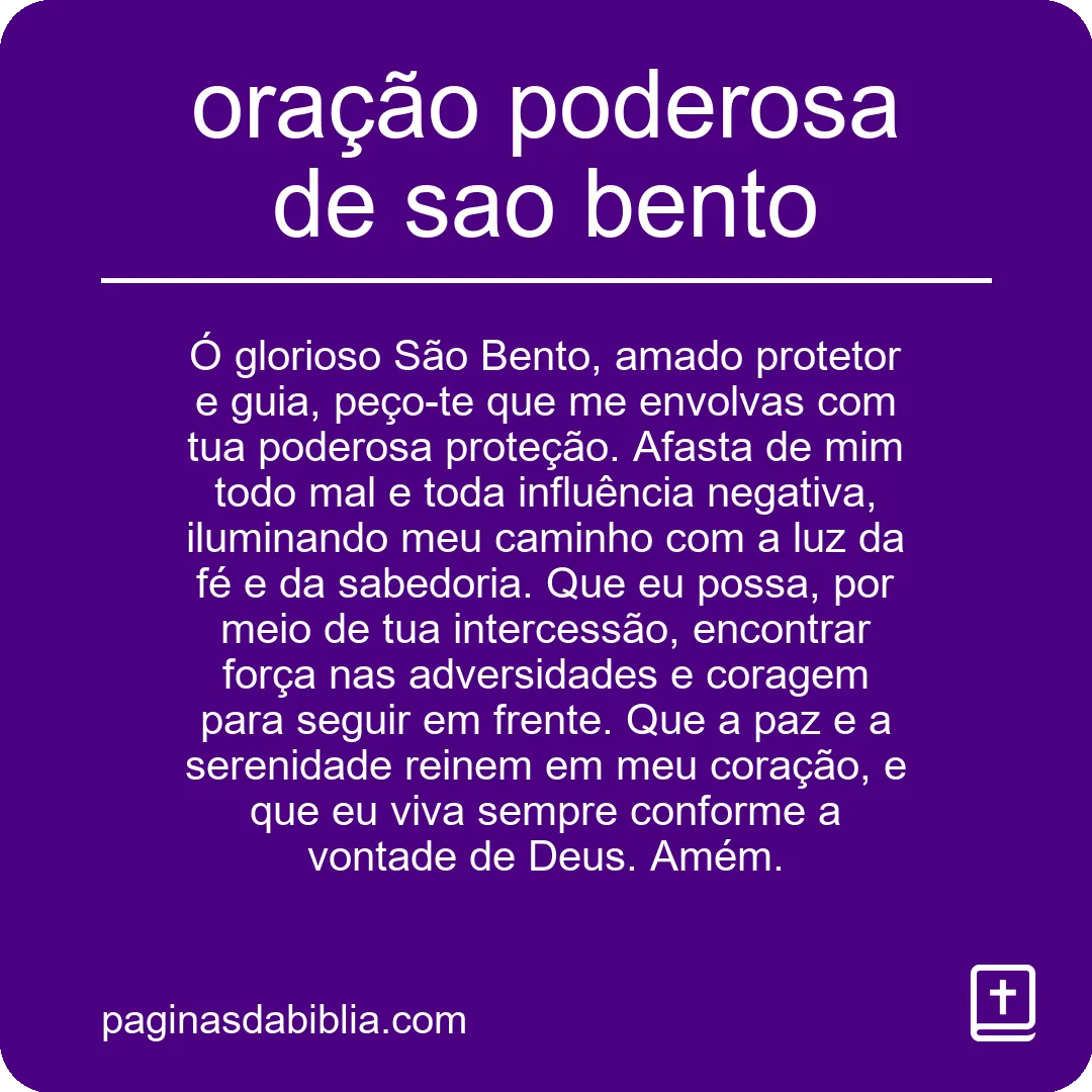 oração poderosa de sao bento