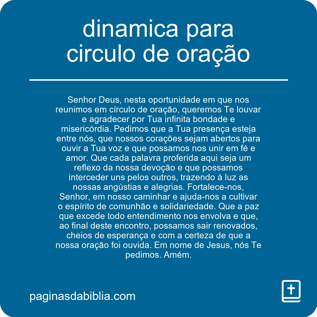 dinamica para circulo de oração