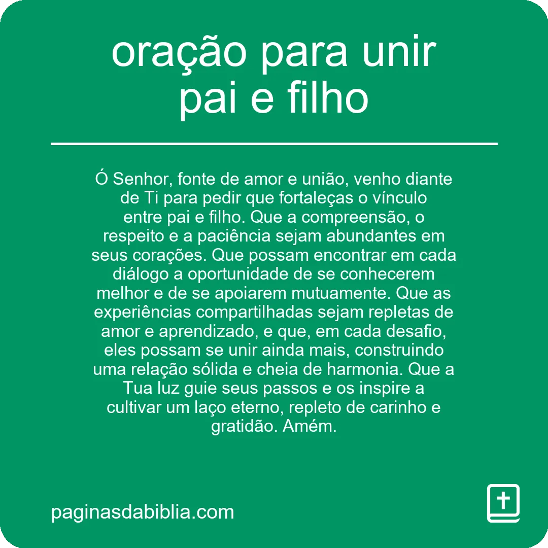 oração para unir pai e filho