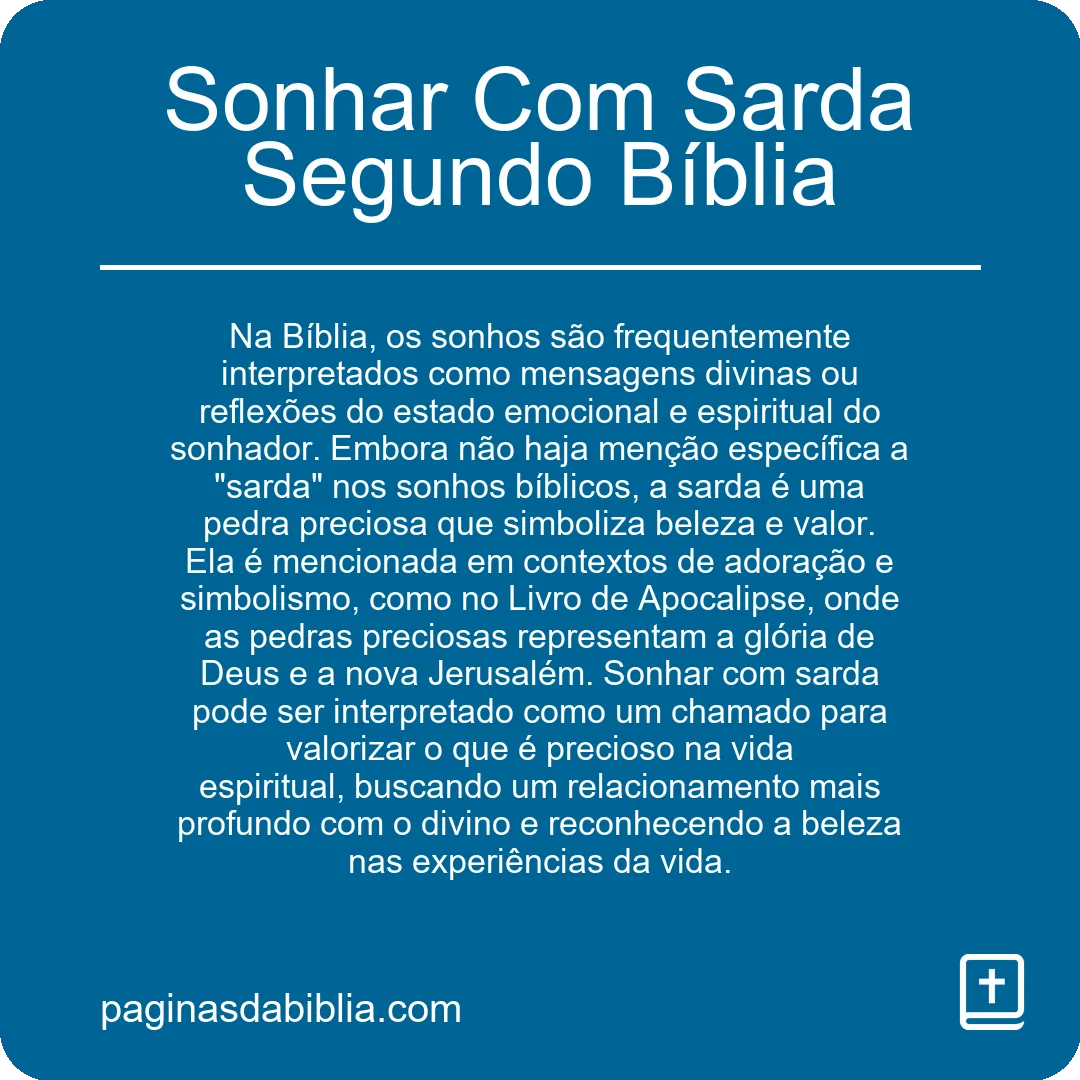 Sonhar Com Sarda Segundo Bíblia