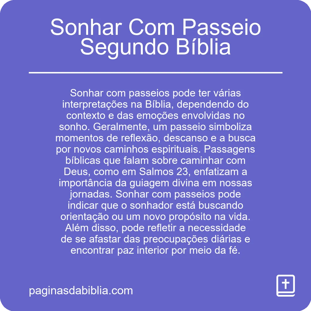 Sonhar Com Passeio Segundo Bíblia