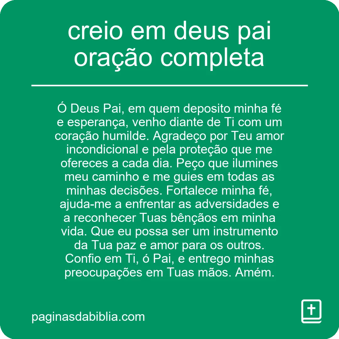 creio em deus pai oração completa