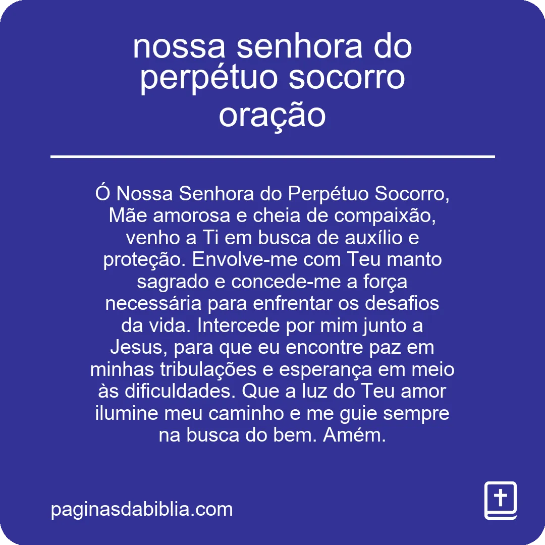 nossa senhora do perpétuo socorro oração