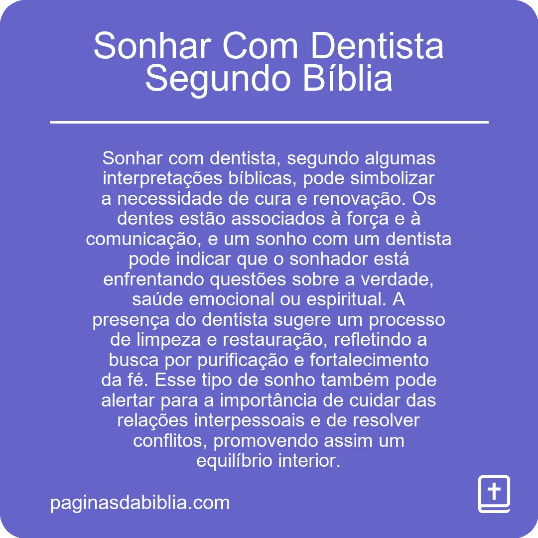 Sonhar Com Dentista Segundo Bíblia