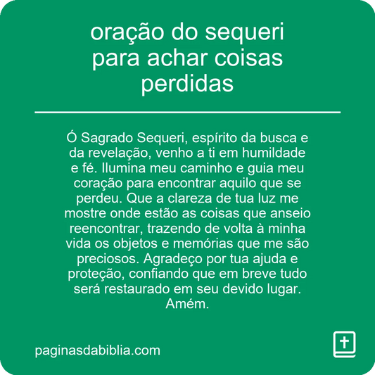 oração do sequeri para achar coisas perdidas