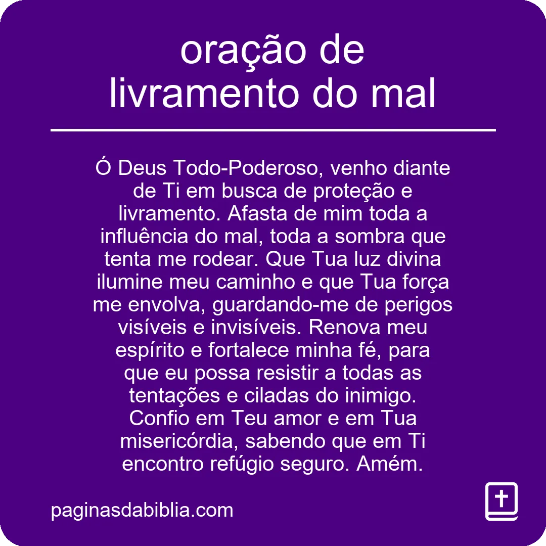 oração de livramento do mal