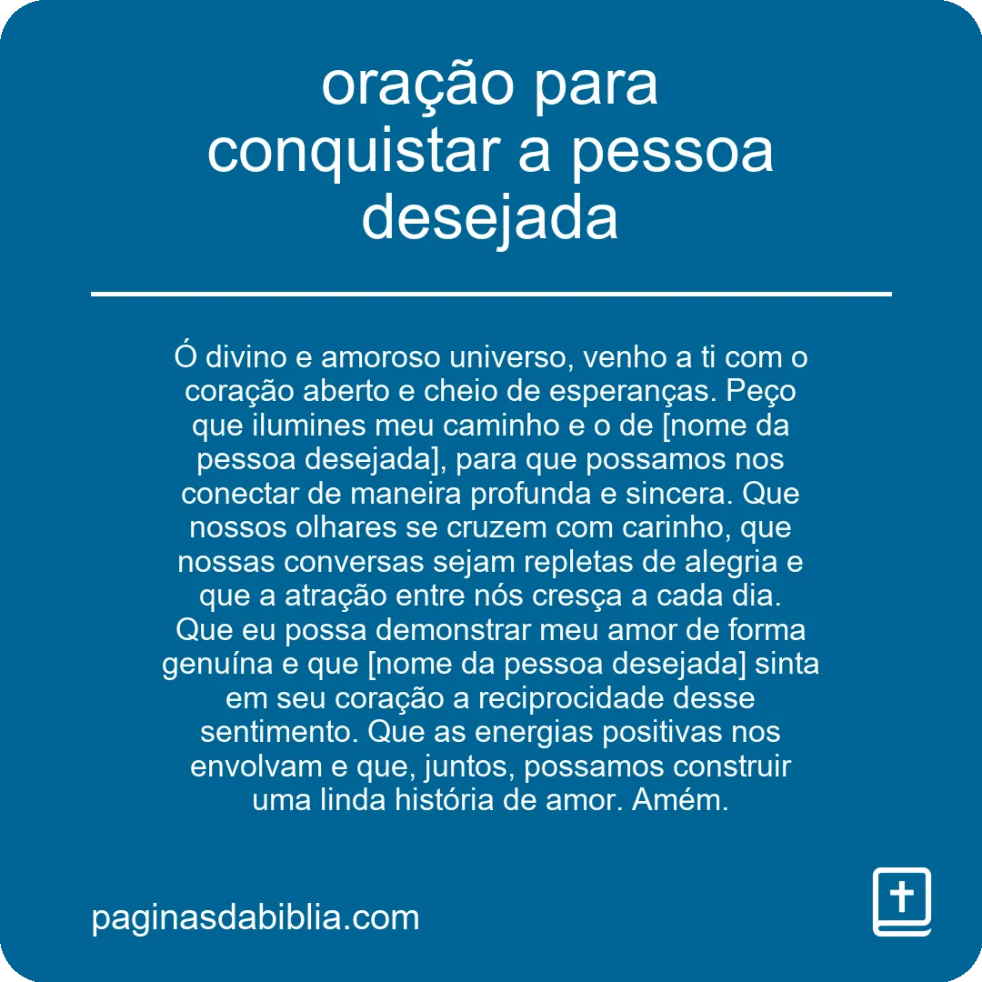 oração para conquistar a pessoa desejada