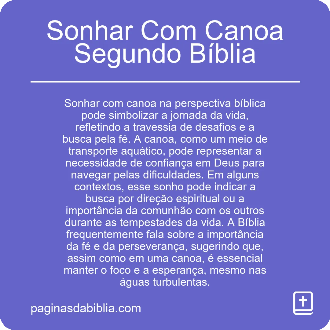 Sonhar Com Canoa Segundo Bíblia