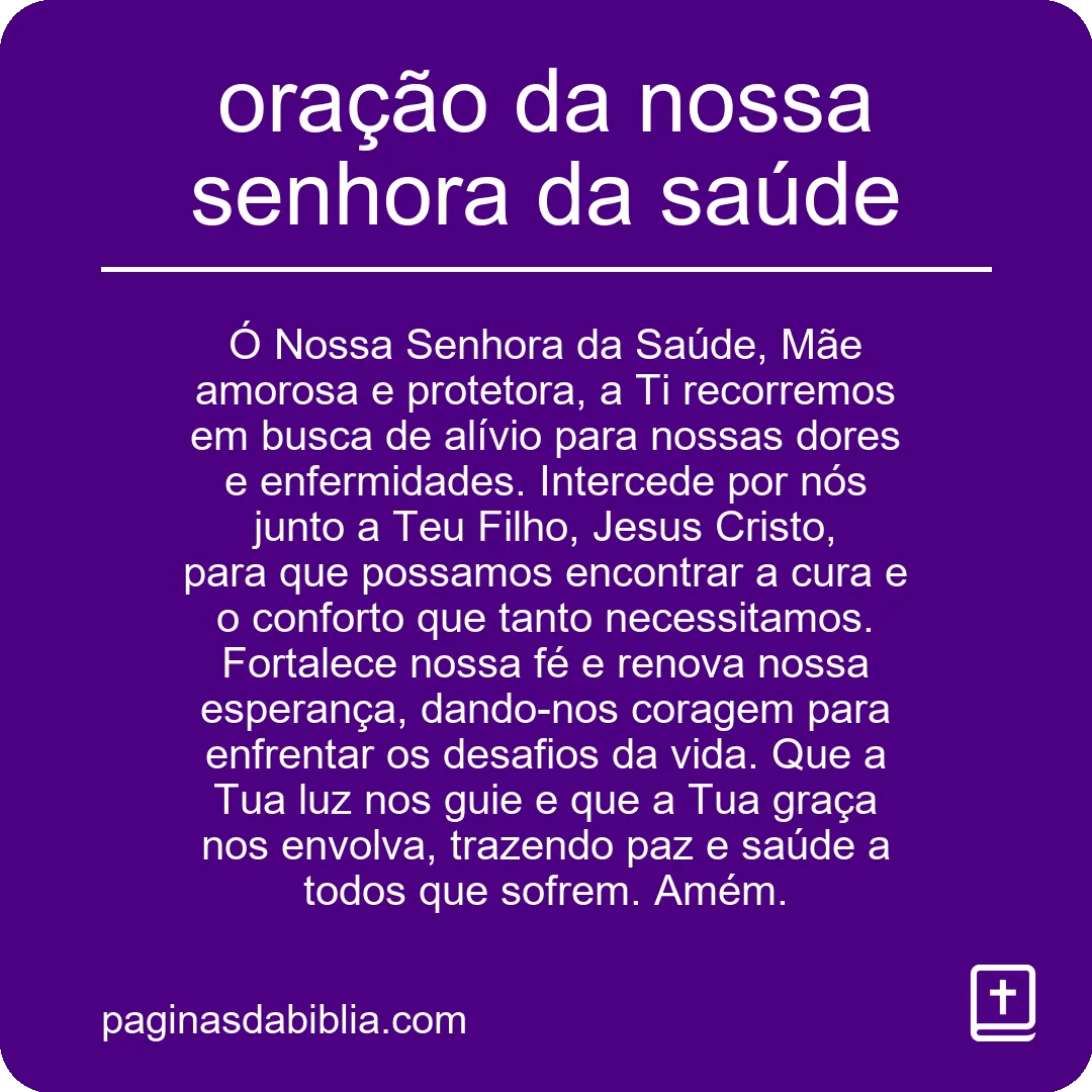 oração da nossa senhora da saúde