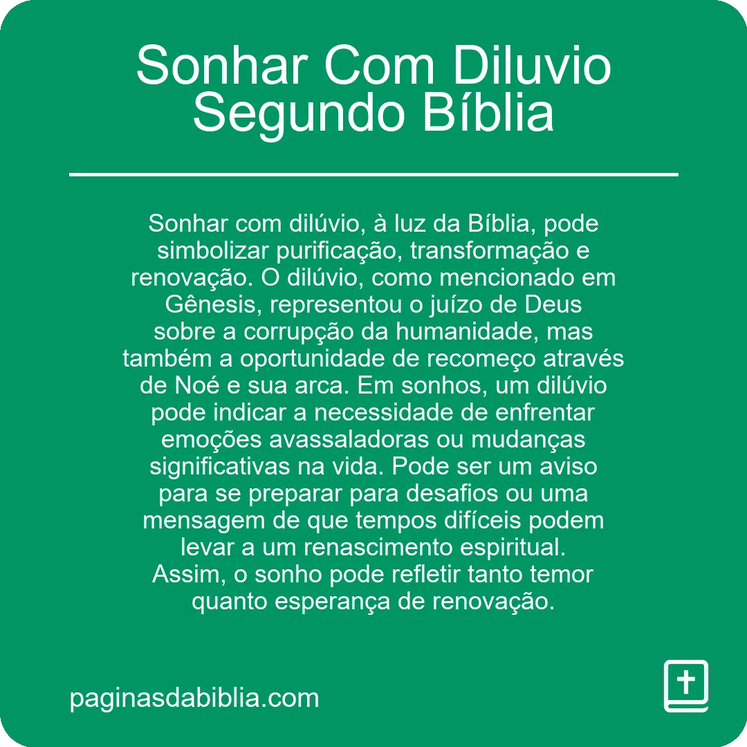 Sonhar Com Diluvio Segundo Bíblia