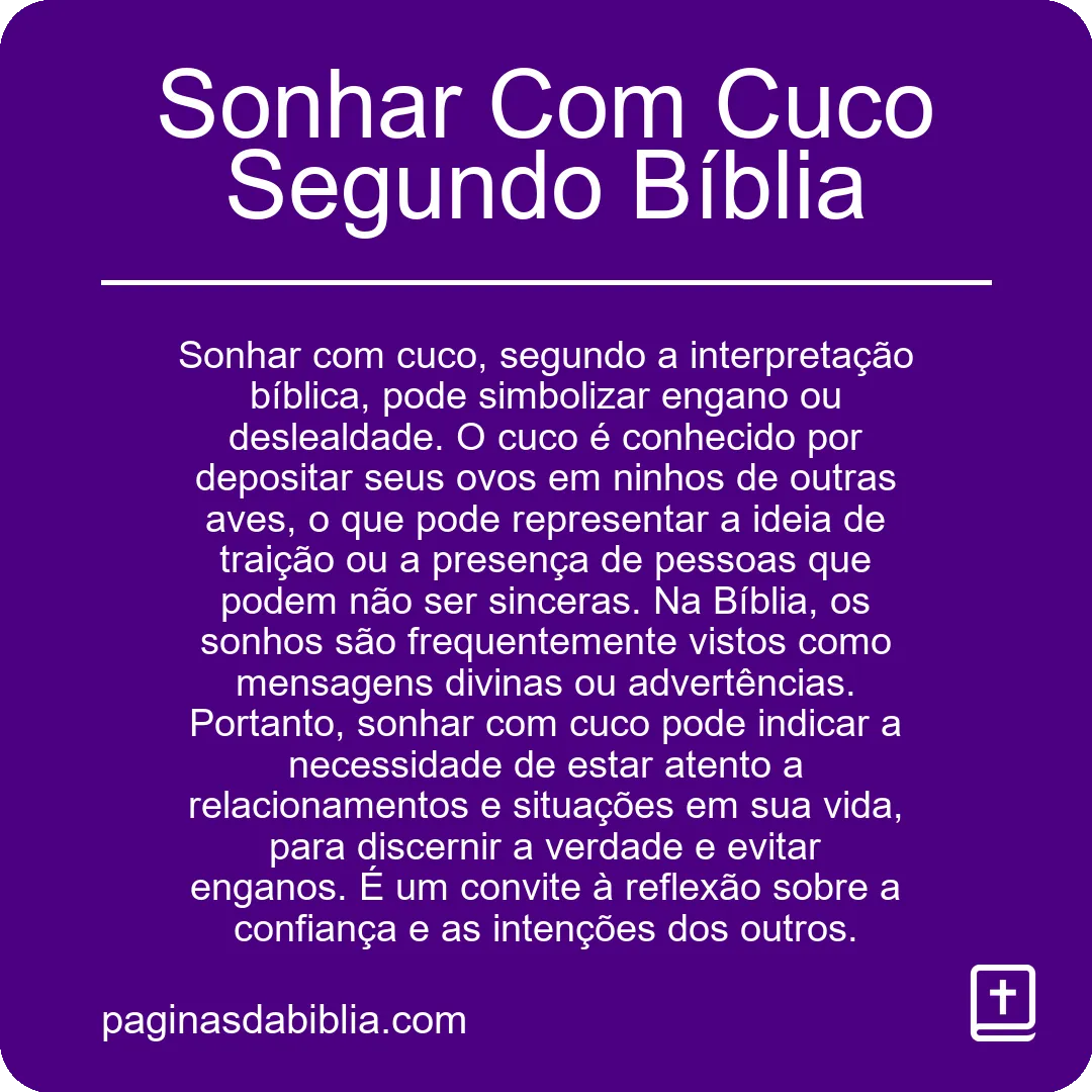 Sonhar Com Cuco Segundo Bíblia