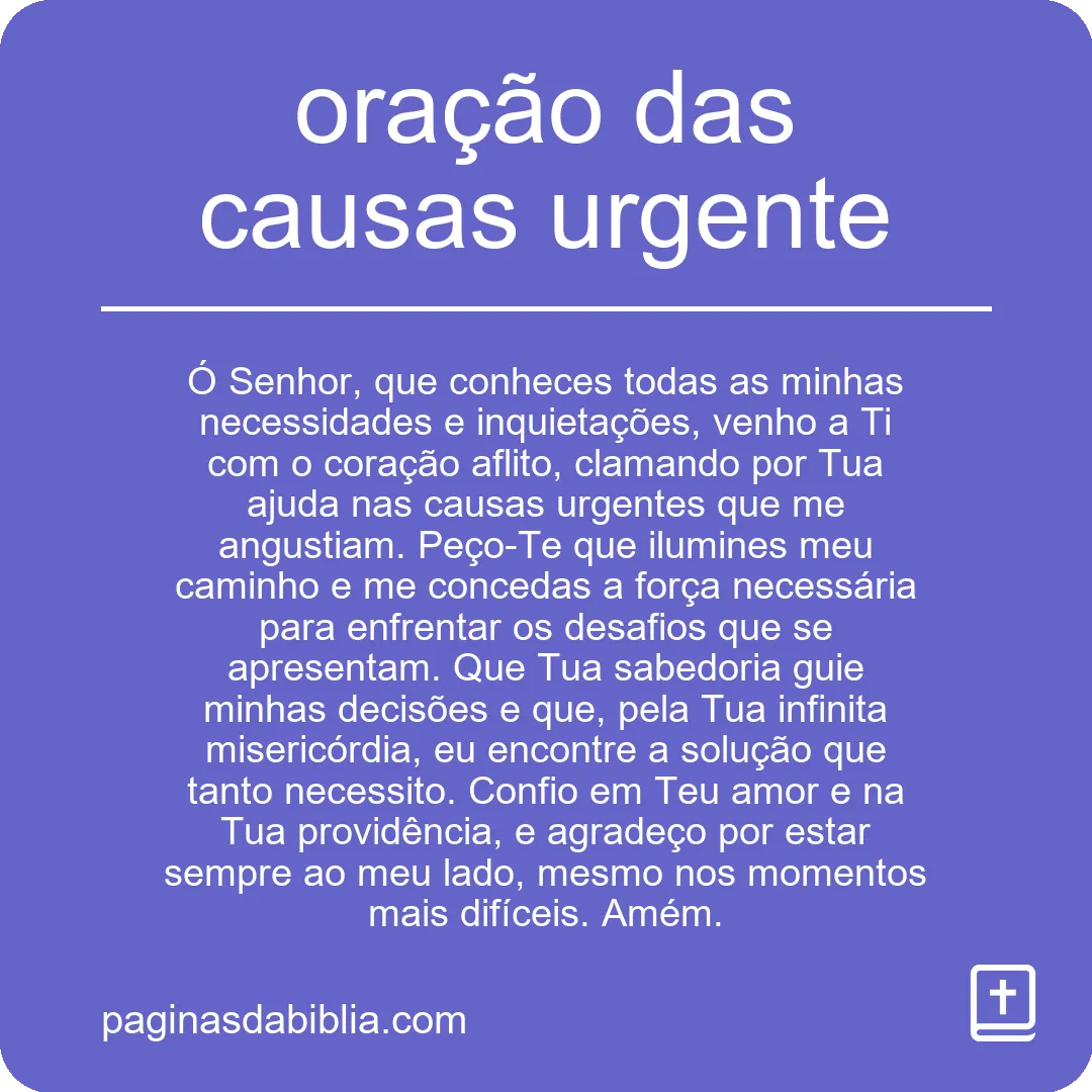 oração das causas urgente