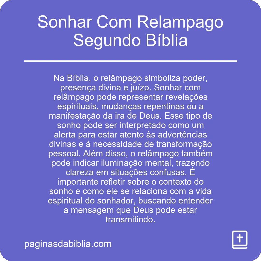 Sonhar Com Relampago Segundo Bíblia