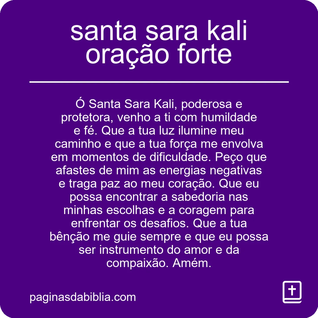 santa sara kali oração forte