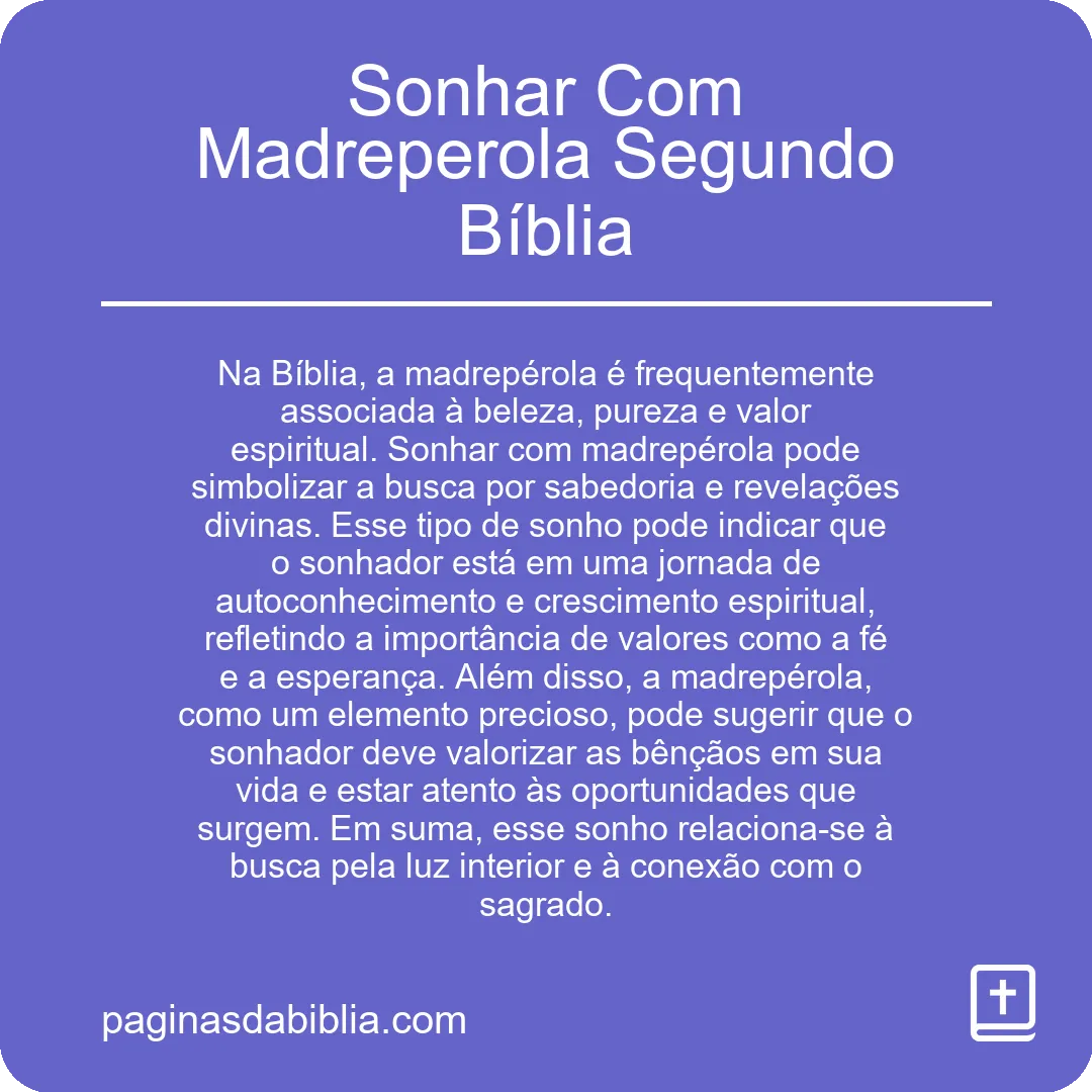 Sonhar Com Madreperola Segundo Bíblia