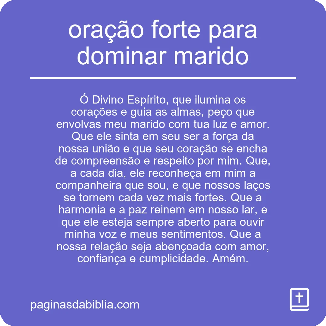 oração forte para dominar marido