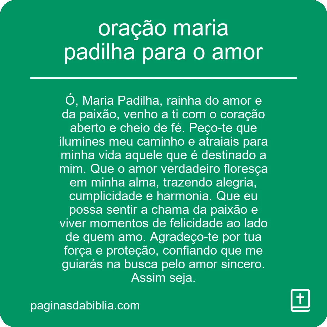 oração maria padilha para o amor