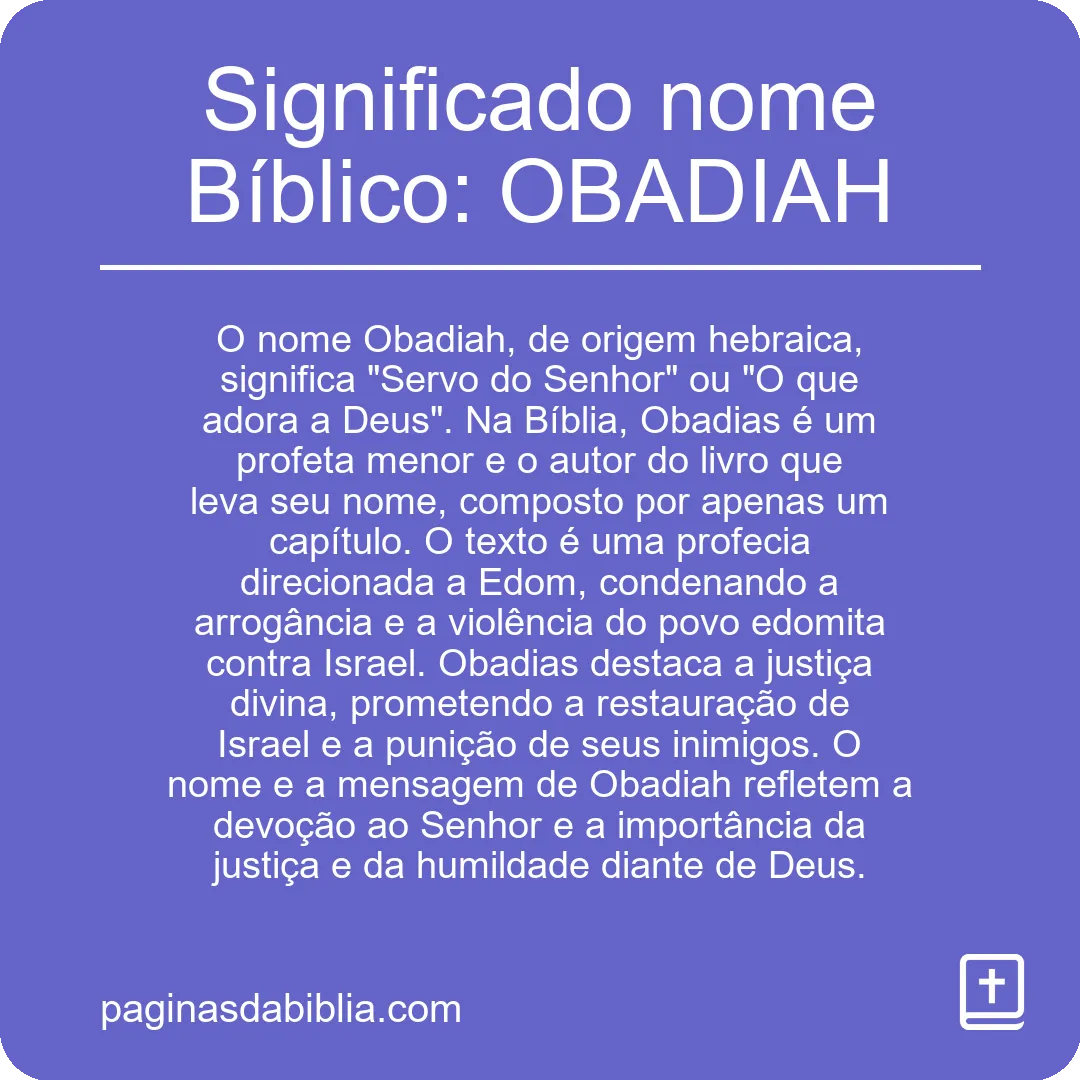 Significado nome Bíblico: OBADIAH