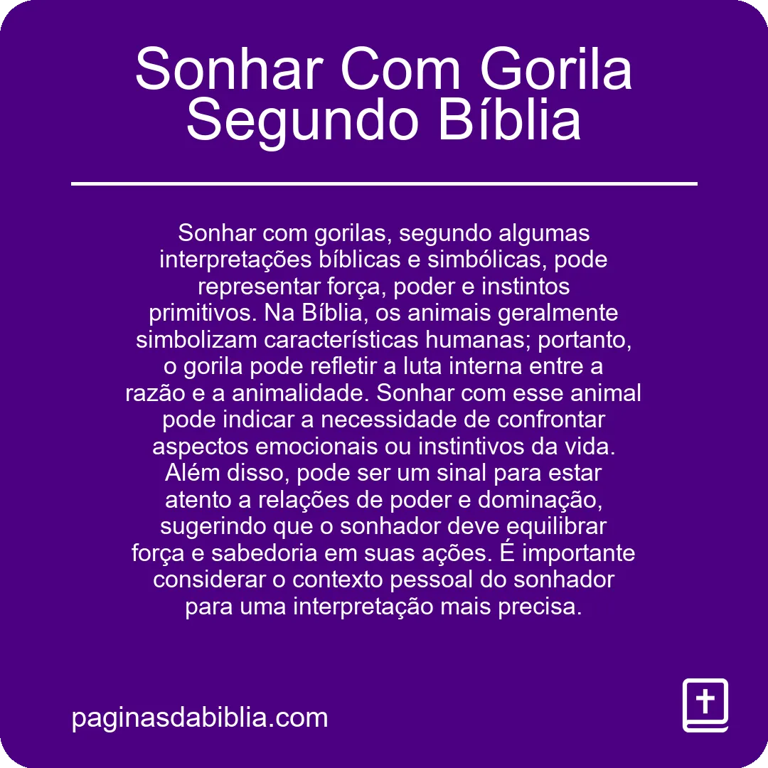 Sonhar Com Gorila Segundo Bíblia