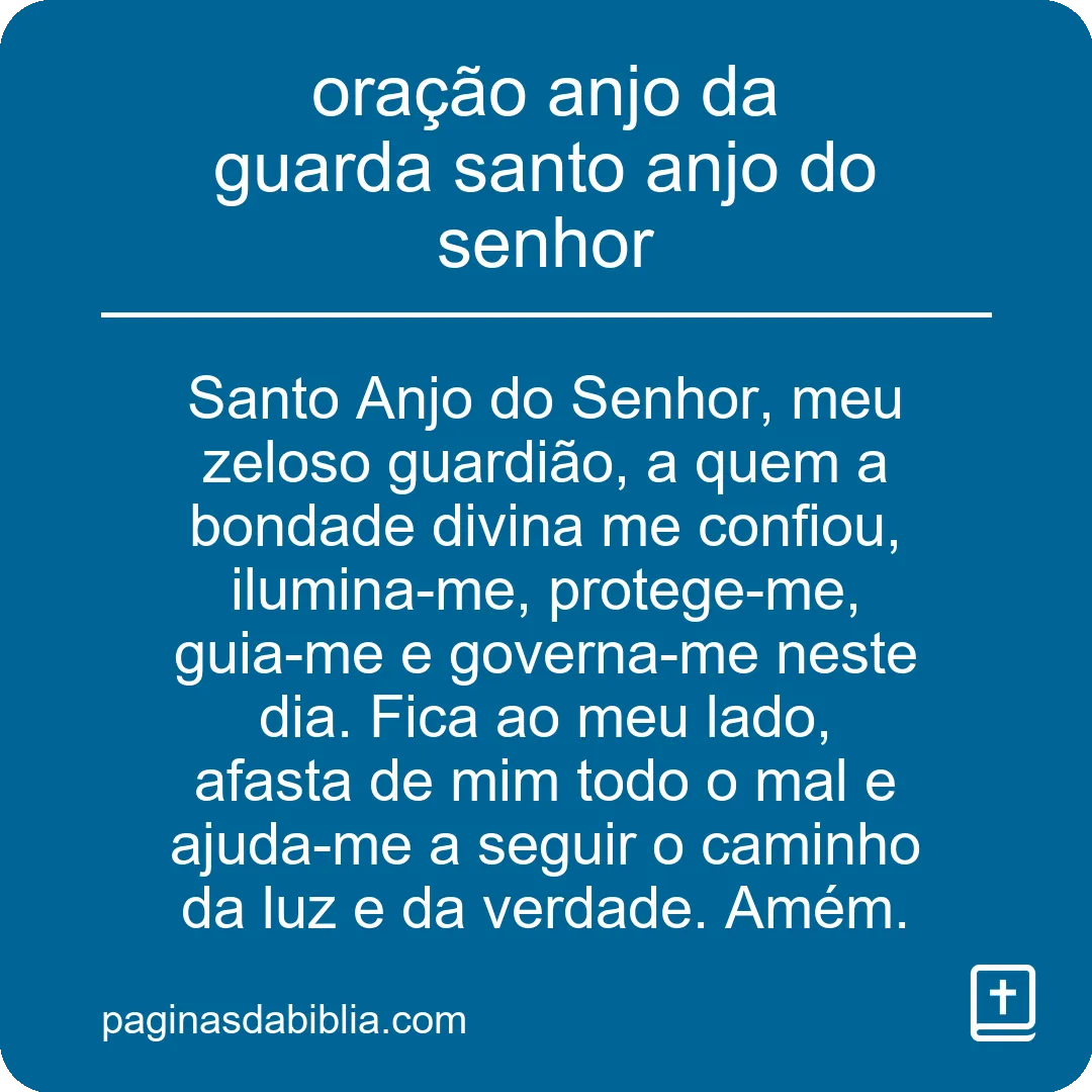 oração anjo da guarda santo anjo do senhor