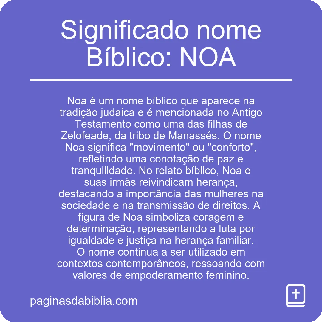 Significado nome Bíblico: NOA