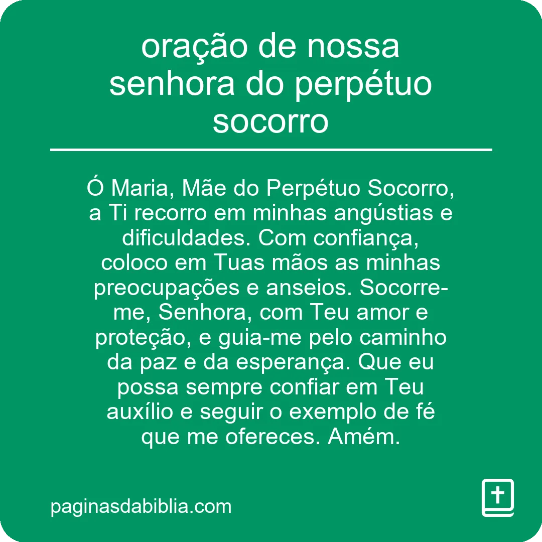 oração de nossa senhora do perpétuo socorro