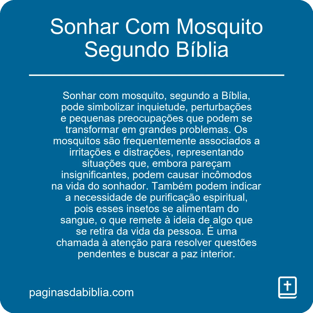 Sonhar Com Mosquito Segundo Bíblia