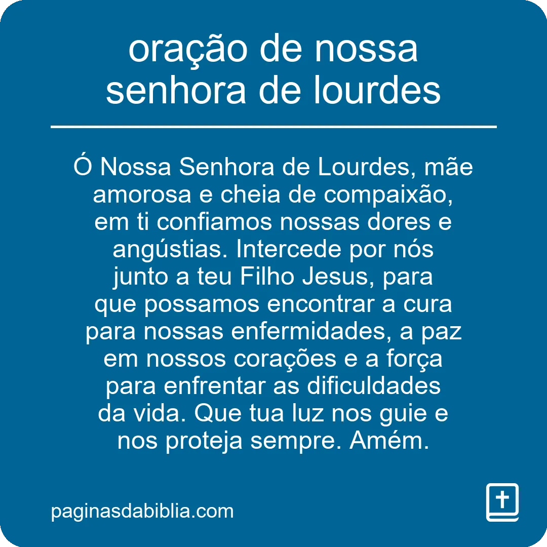 oração de nossa senhora de lourdes