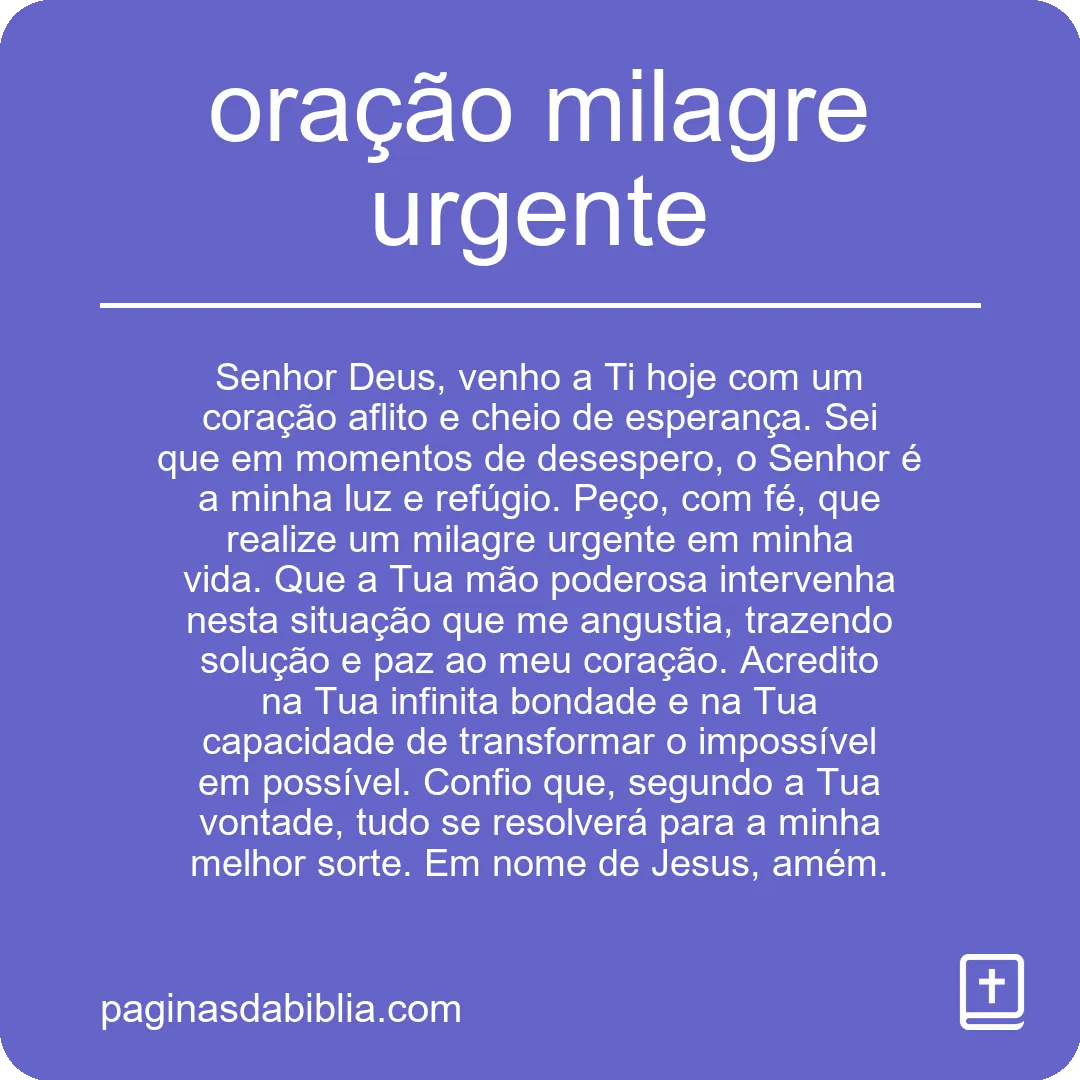 oração milagre urgente