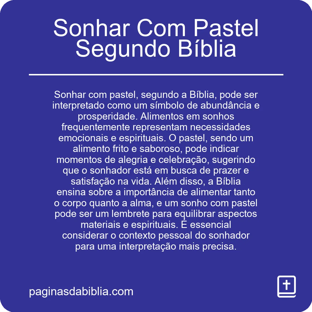 Sonhar Com Pastel Segundo Bíblia