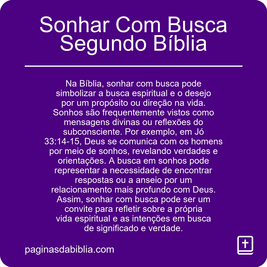 Sonhar Com Busca Segundo Bíblia