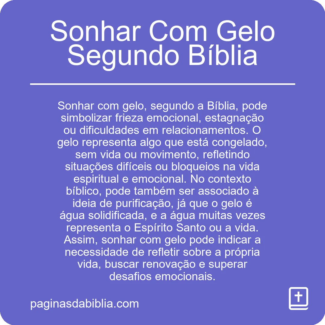 Sonhar Com Gelo Segundo Bíblia