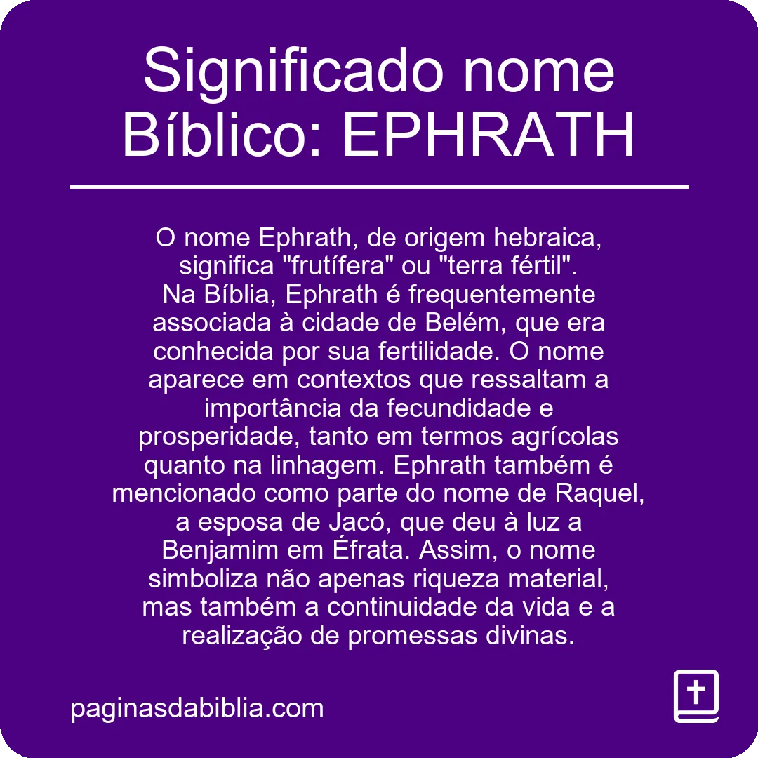 Significado nome Bíblico: EPHRATH