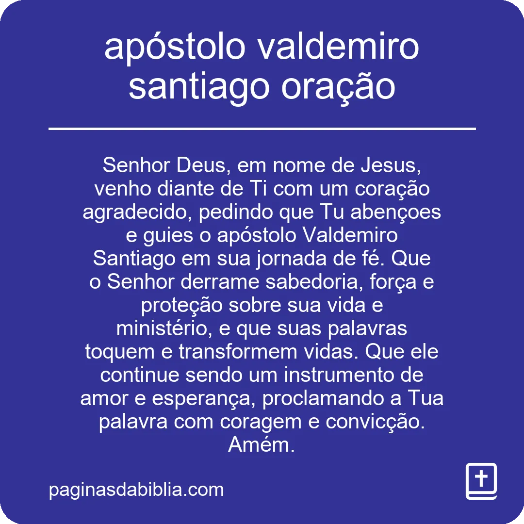 apóstolo valdemiro santiago oração