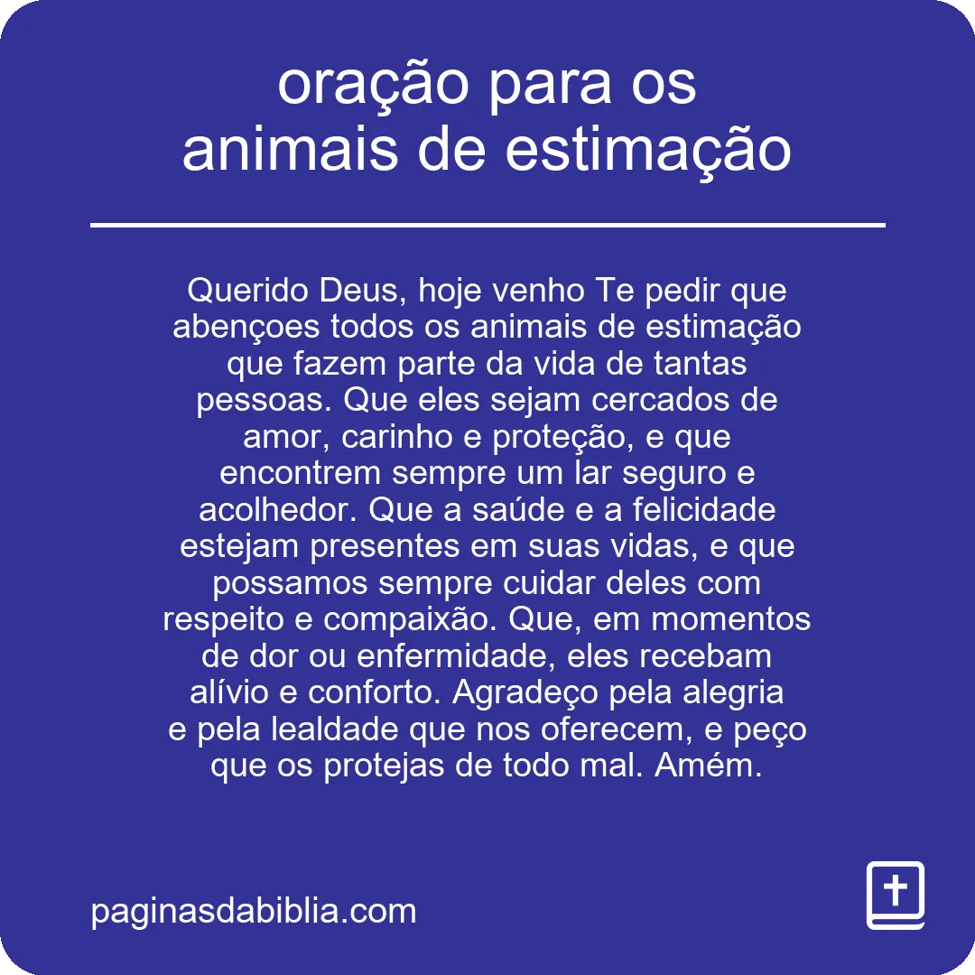 oração para os animais de estimação