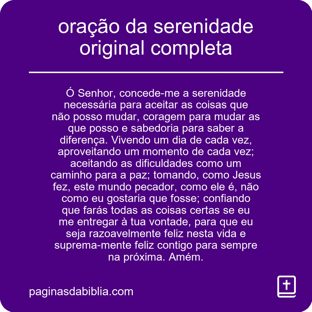 oração da serenidade original completa