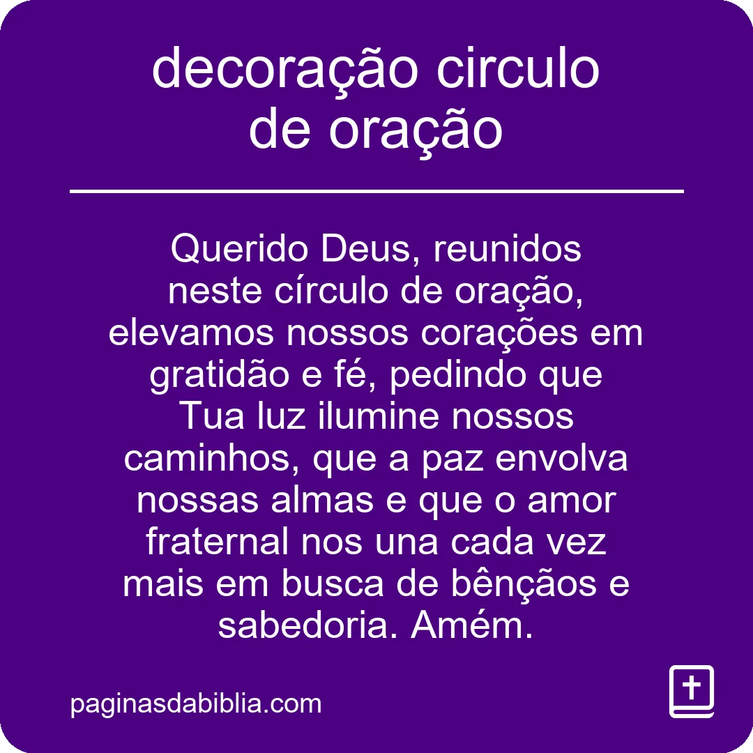 decoração circulo de oração