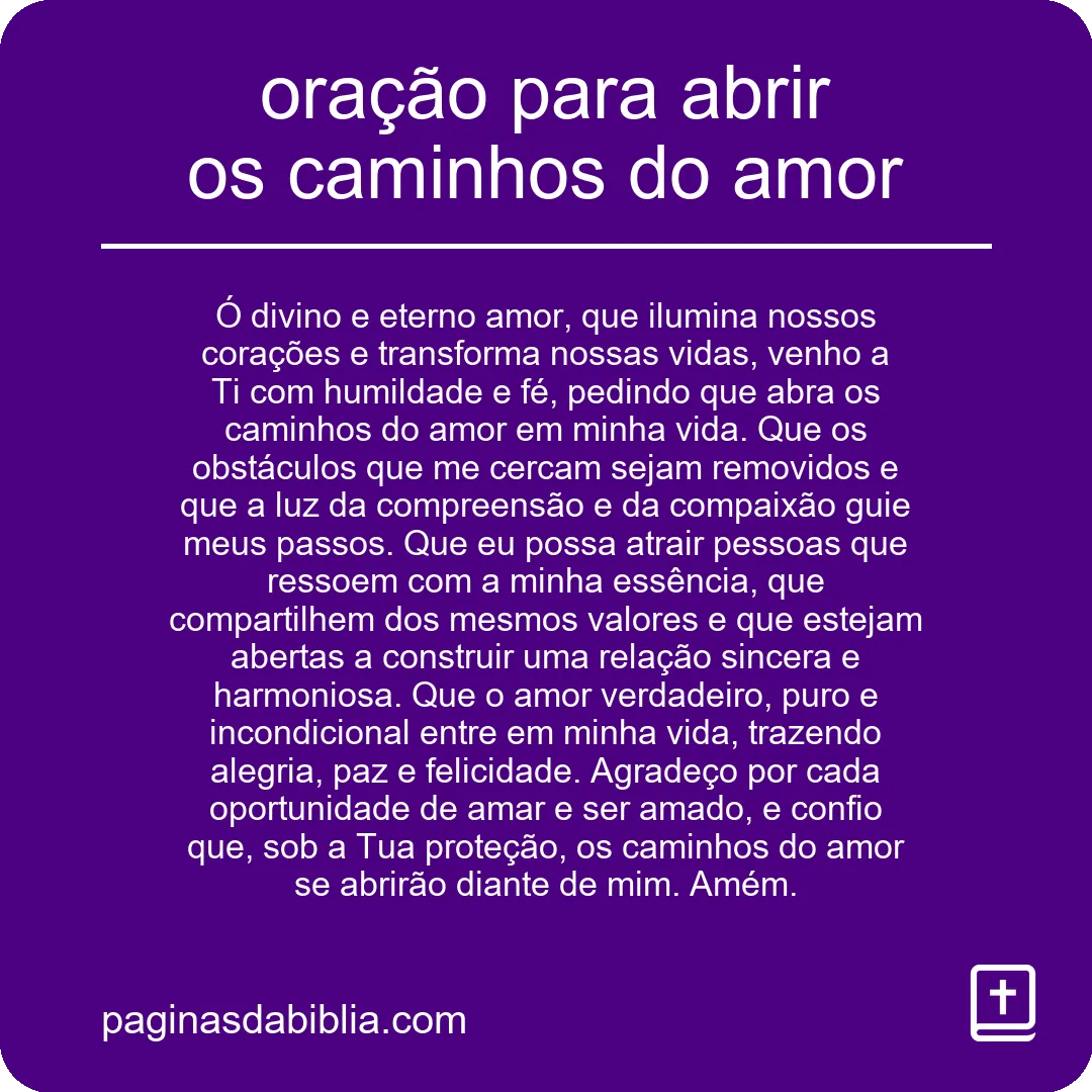 oração para abrir os caminhos do amor