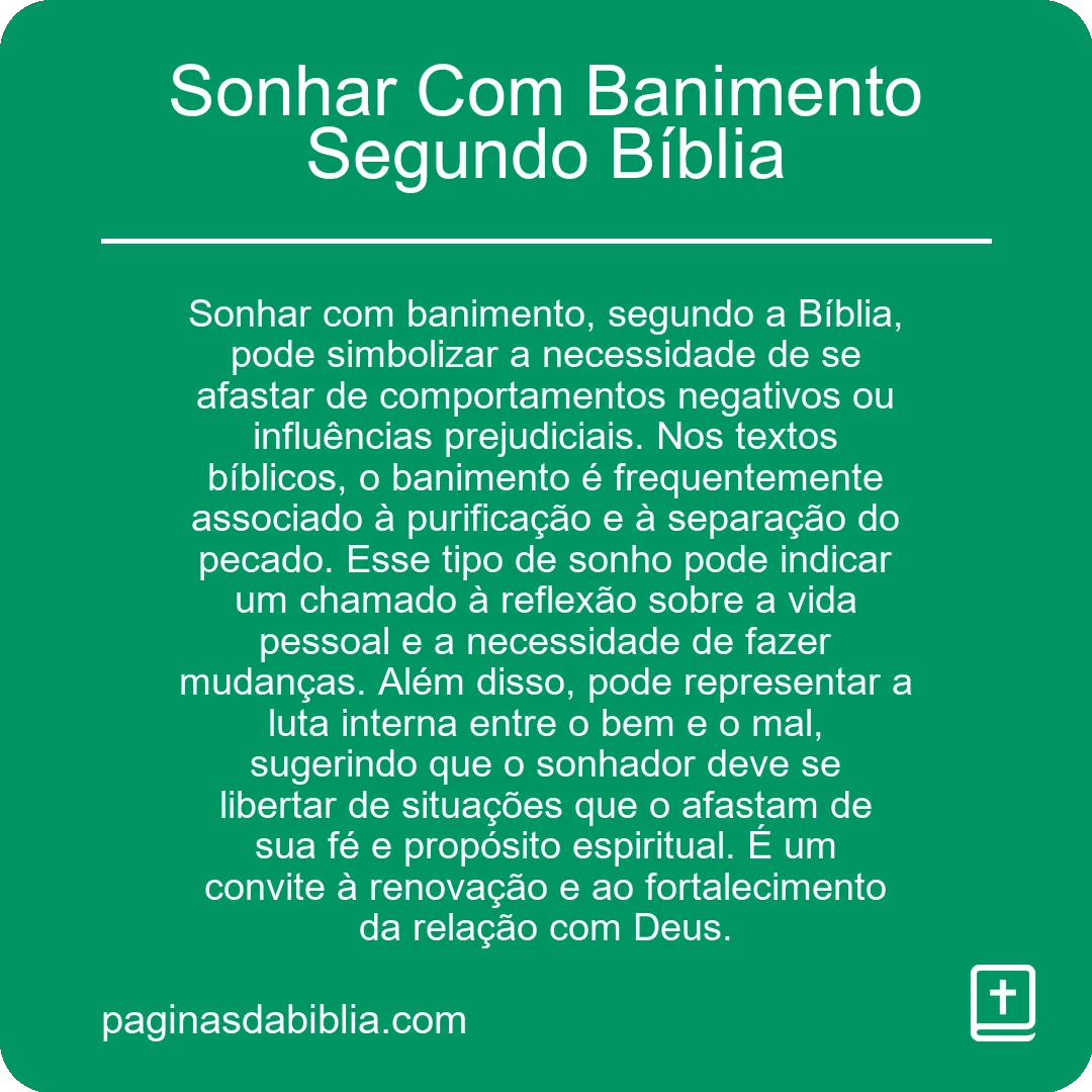 Sonhar Com Banimento Segundo Bíblia