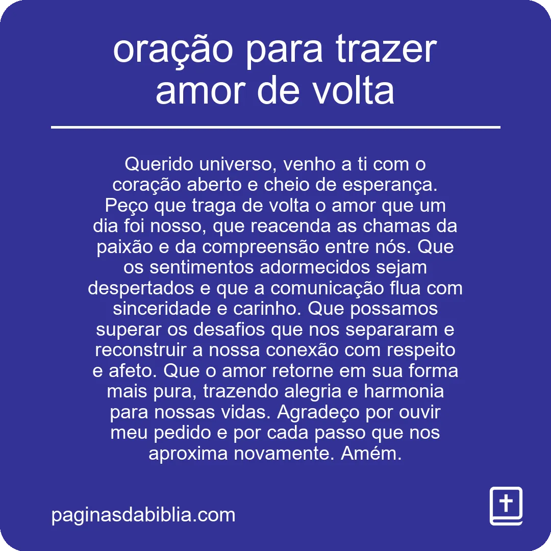 oração para trazer amor de volta