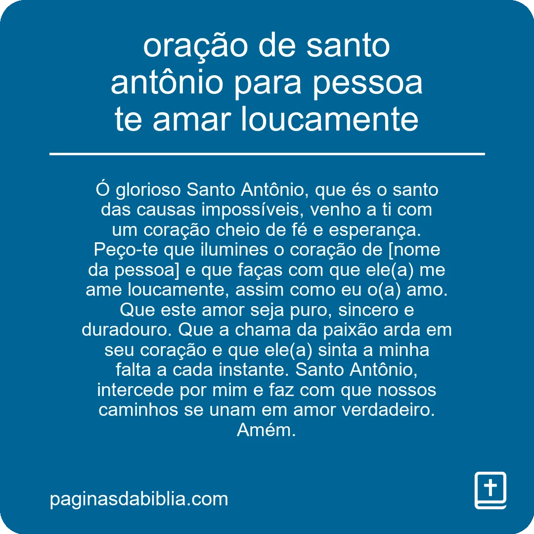 oração de santo antônio para pessoa te amar loucamente