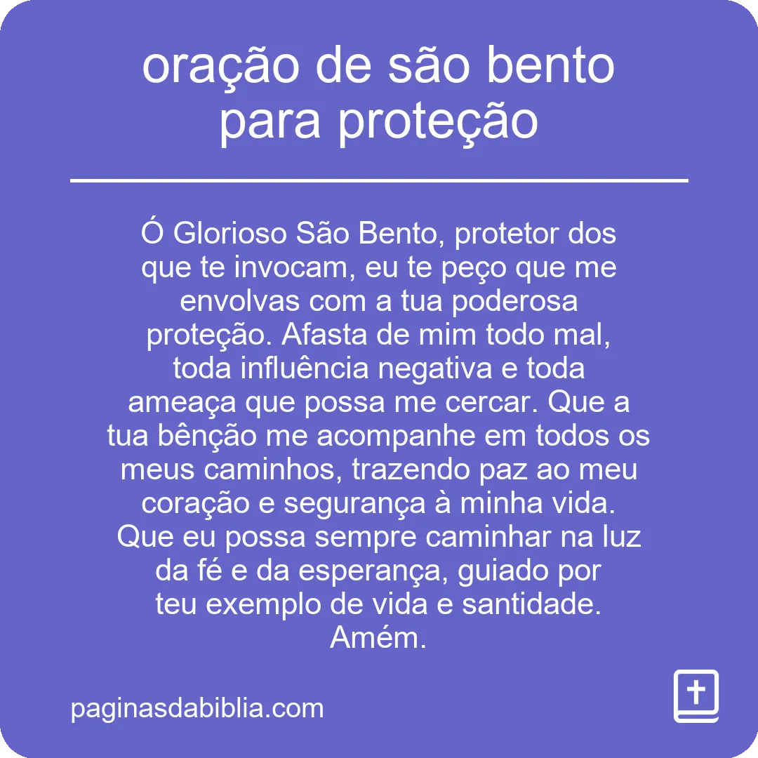 oração de são bento para proteção