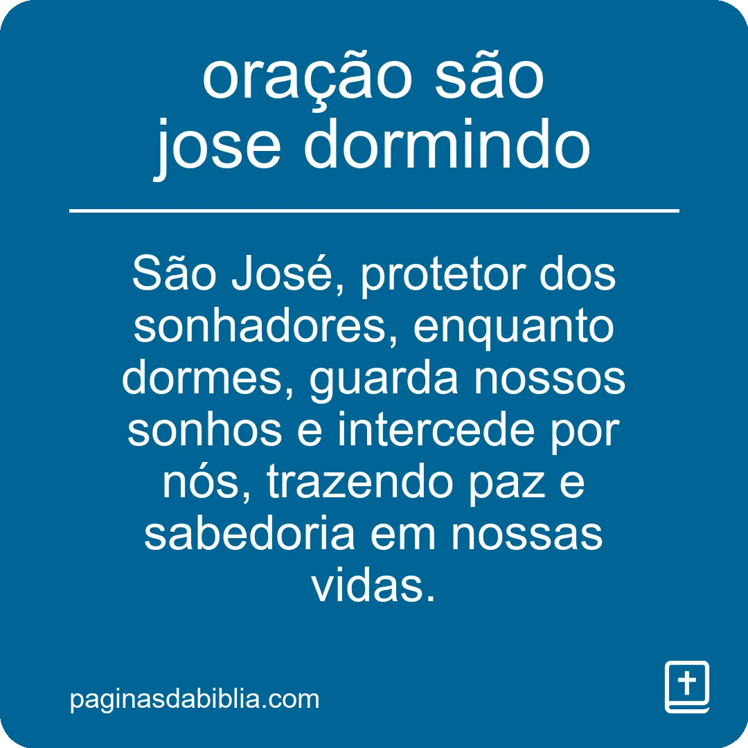 oração são jose dormindo