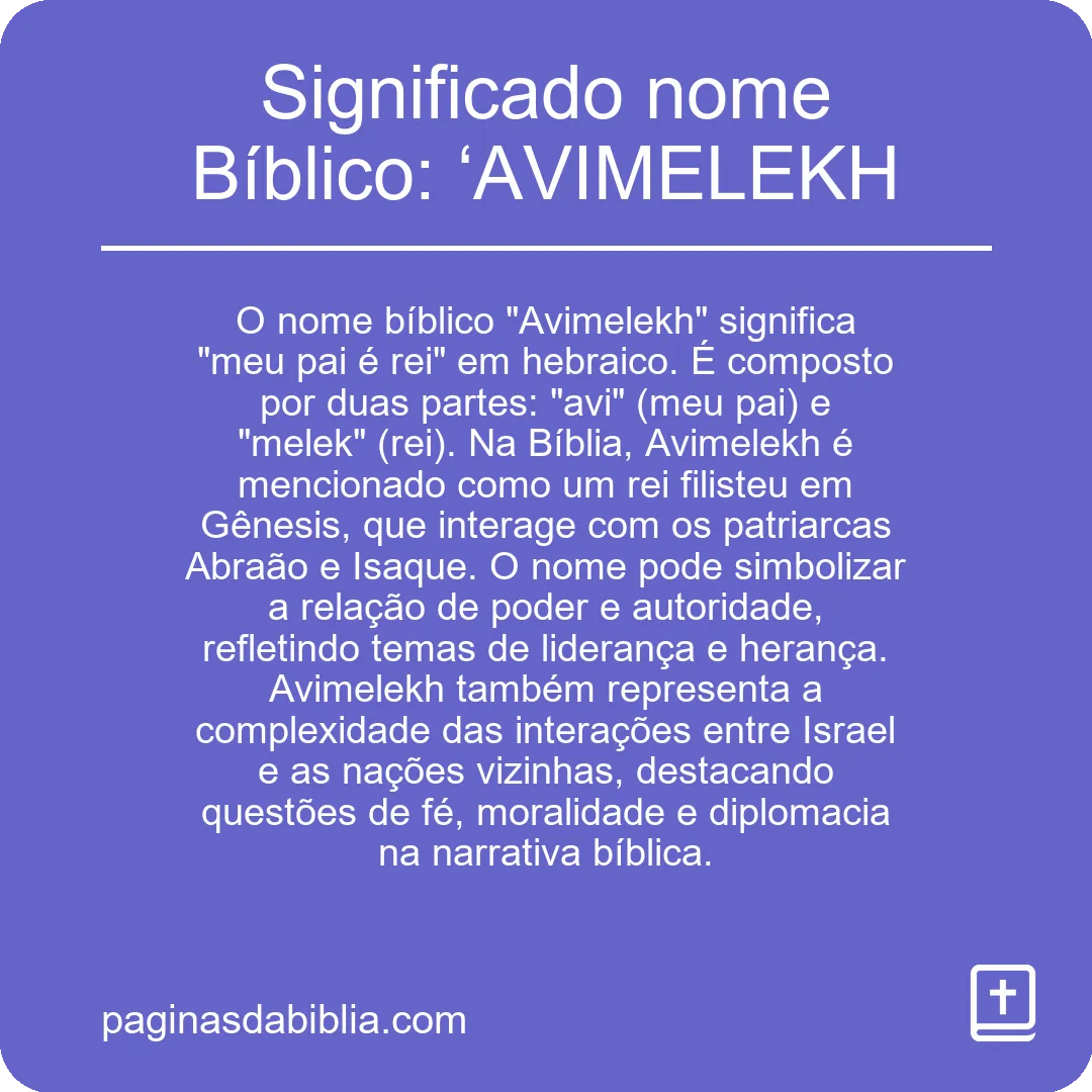 Significado nome Bíblico: ‘AVIMELEKH